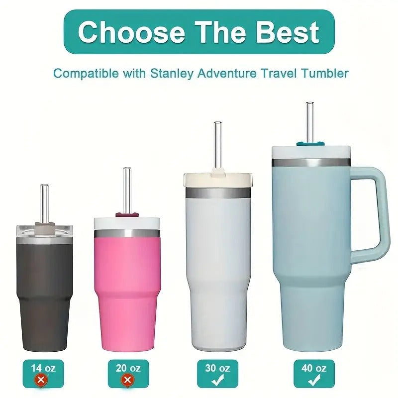 6pcs Reusable Straws with Cleaning Brushes for Tumbler Cups