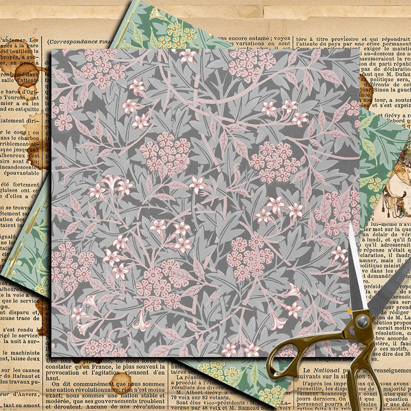12 Sheets Large Retro Journal Decoration Paper DIY Student Stationery Arts Craft