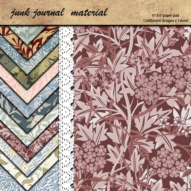 12 Sheets Large Size Material Paper Retro Journal Decoration Diy Tools Student