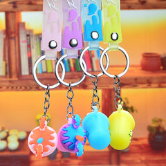 Donut Tea Cup PVC Keychain Colorful Car Key Pendant Bag Ornament