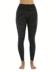 Camouflage Print High Waist Leggings With Pocket
