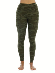 Camouflage Print High Waist Leggings With Pocket