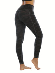 Camouflage Print High Waist Leggings With Pocket
