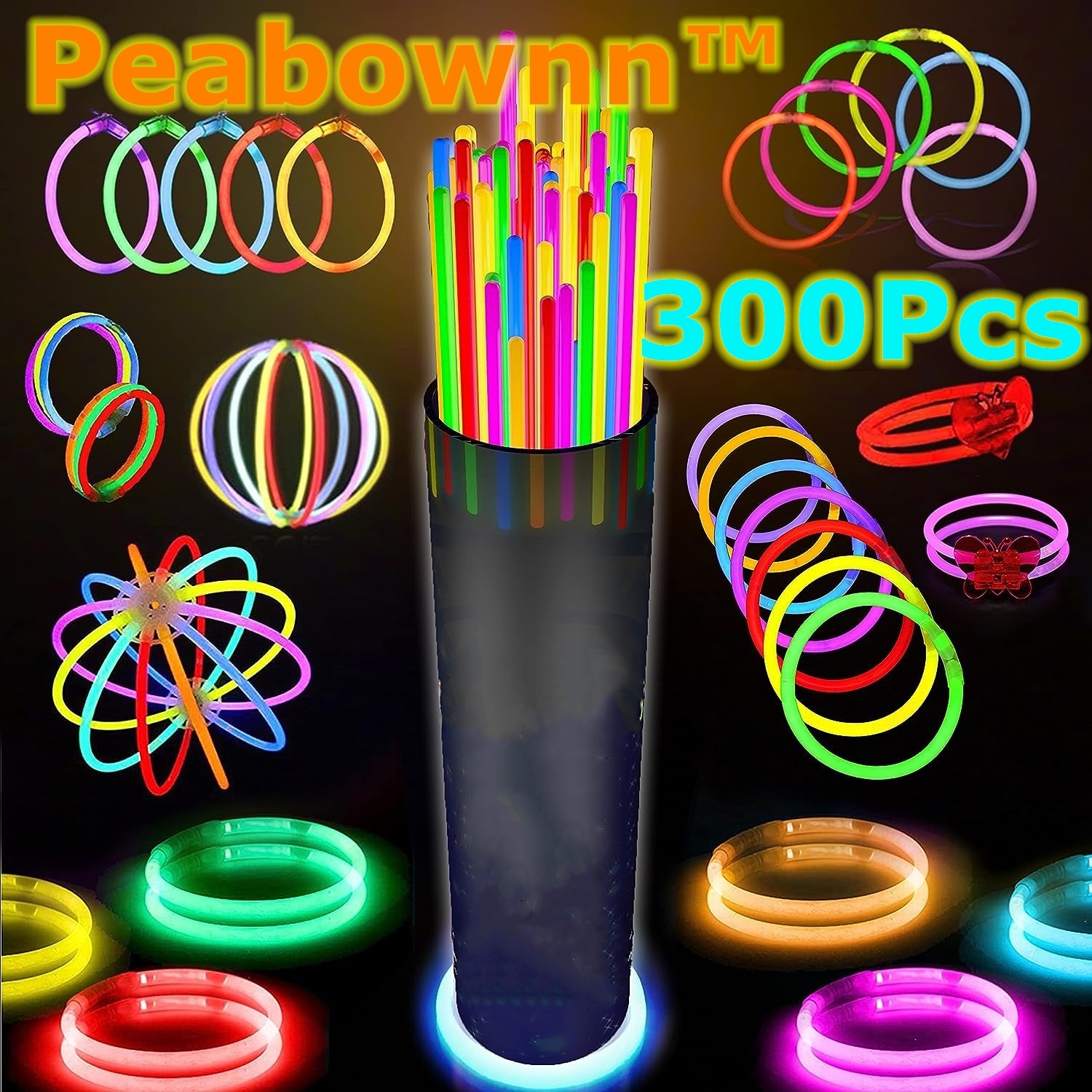 100pcs Colorful Glow Sticks With Connectors for Parties