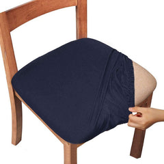 4pcs Dining Chair Seat Covers Stretch Solid Chair Protectors with Ties