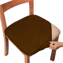 4pcs Dining Chair Seat Covers Stretch Solid Chair Protectors with Ties