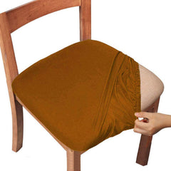 4pcs Dining Chair Seat Covers Stretch Solid Chair Protectors with Ties