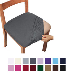 4pcs Dining Chair Seat Covers Stretch Solid Chair Protectors with Ties