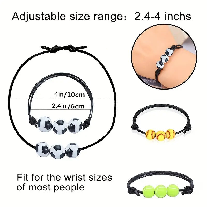 12pcs Sports Style Adjustable Bracelets for Football Volleyball Basketball Rugby