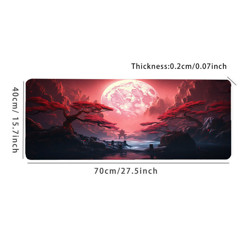 Landscape Red Moon Map Large Mouse Pad Computer HD Keyboard Pad