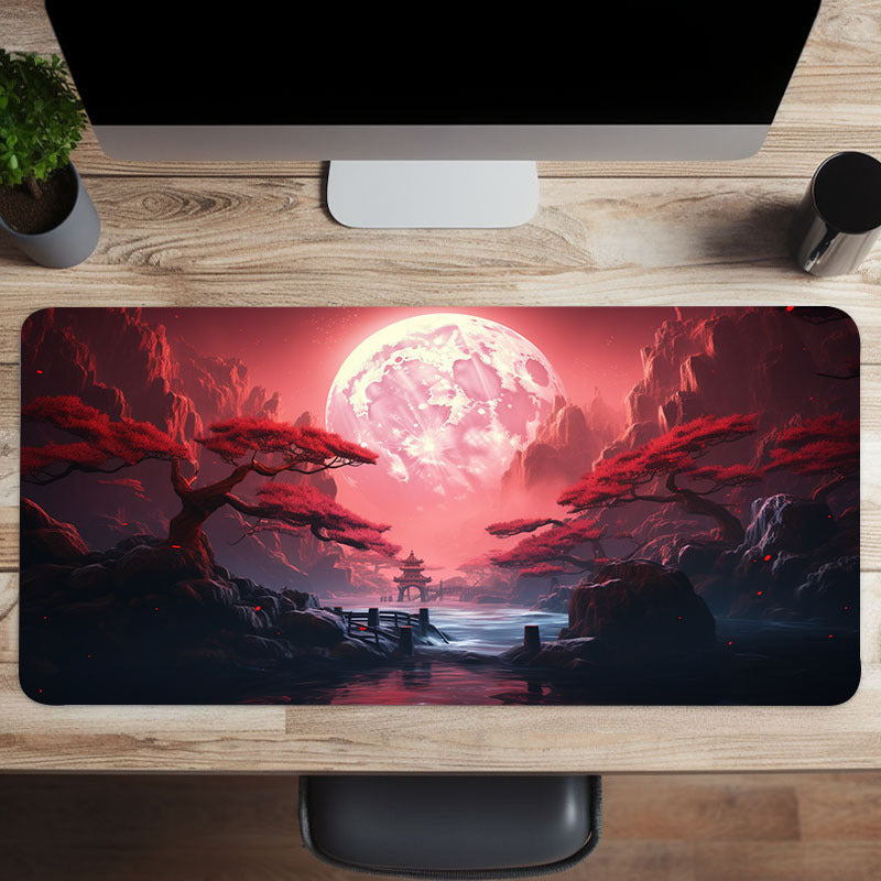 Landscape Red Moon Map Large Mouse Pad Computer HD Keyboard Pad
