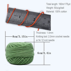 100% Cotton Lace Hand Knitting Yarn 3 Ply Yarn DIY Knitting Gift 50g