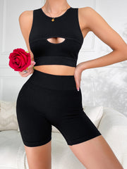 Hollow Out Yoga Set Sleeveless High Waist Butt Lifting Sports Yoga Set