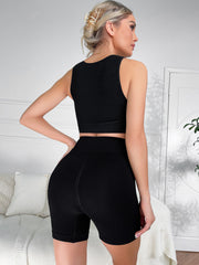 Hollow Out Yoga Set Sleeveless High Waist Butt Lifting Sports Yoga Set