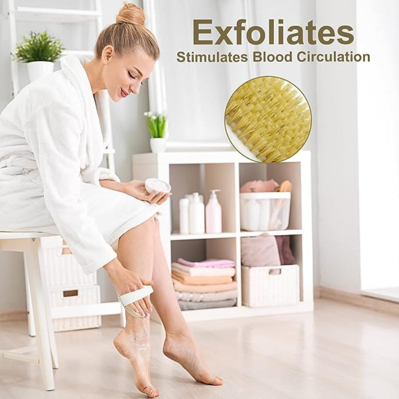 2pcs Wooden Bath Body Brush Natural Bristle Soft Scrubber