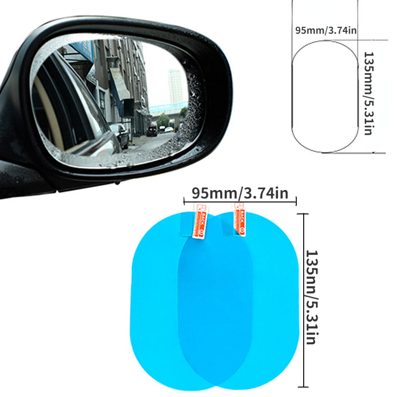 2pcs RV Rainproof Clear Film Rearview Mirror Protective Anti Fog Waterproof Film