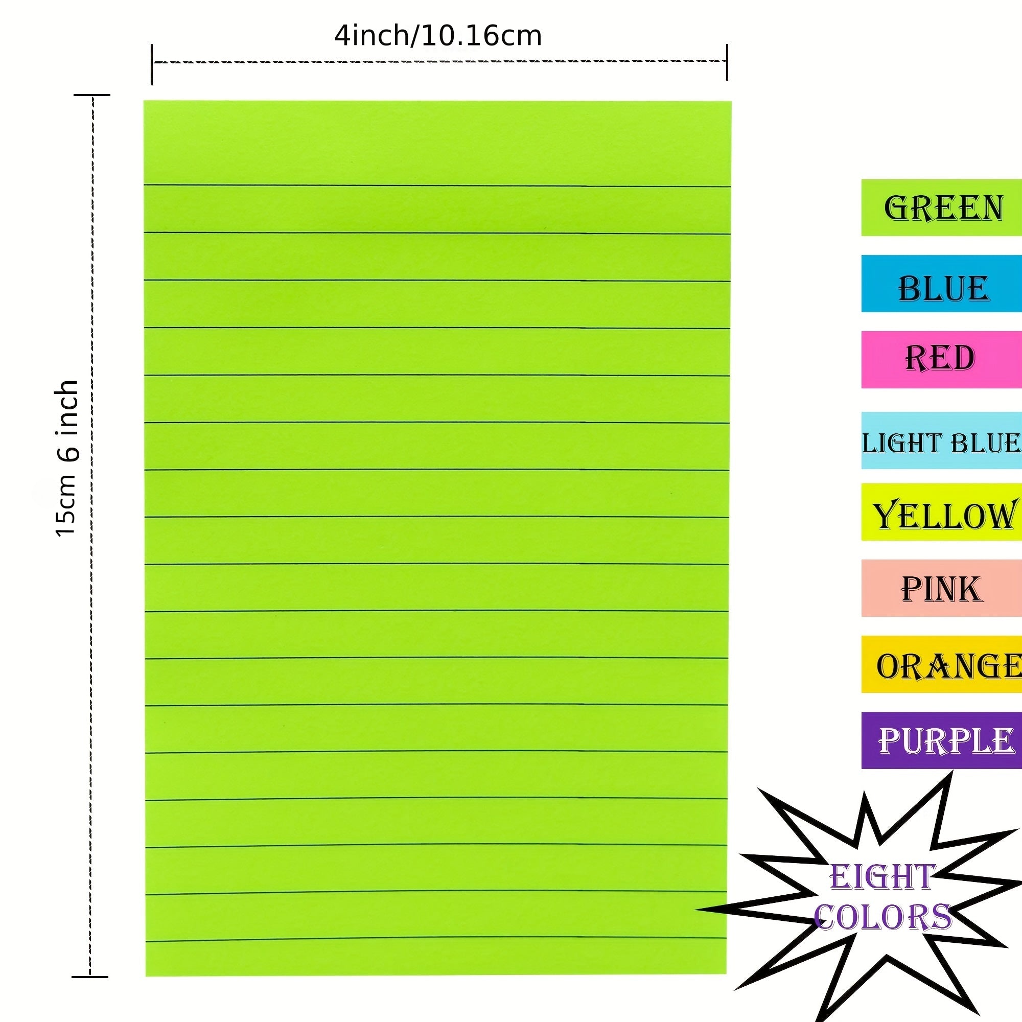 1pc 50 Sheets Lined Sticky Notes Post Self Sticky Notes Pad 10x16.5cm Bright