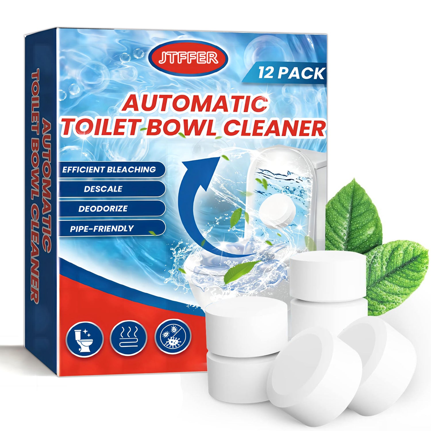 12pcs Toilet Bowl Cleaner Tablet Descale Deodorize Yellow Stains