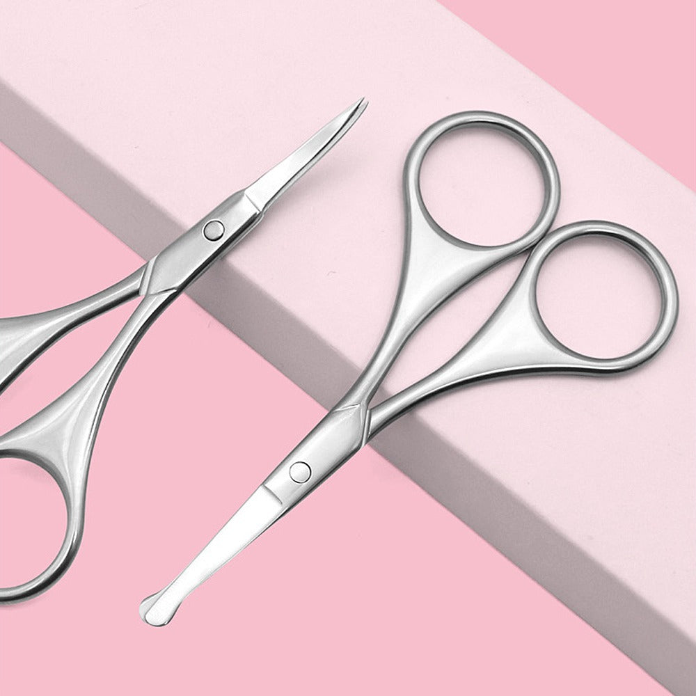 Professional Curved Facial Hair Scissors for Men - Stainless Steel