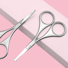Professional Curved Facial Hair Scissors for Men - Stainless Steel