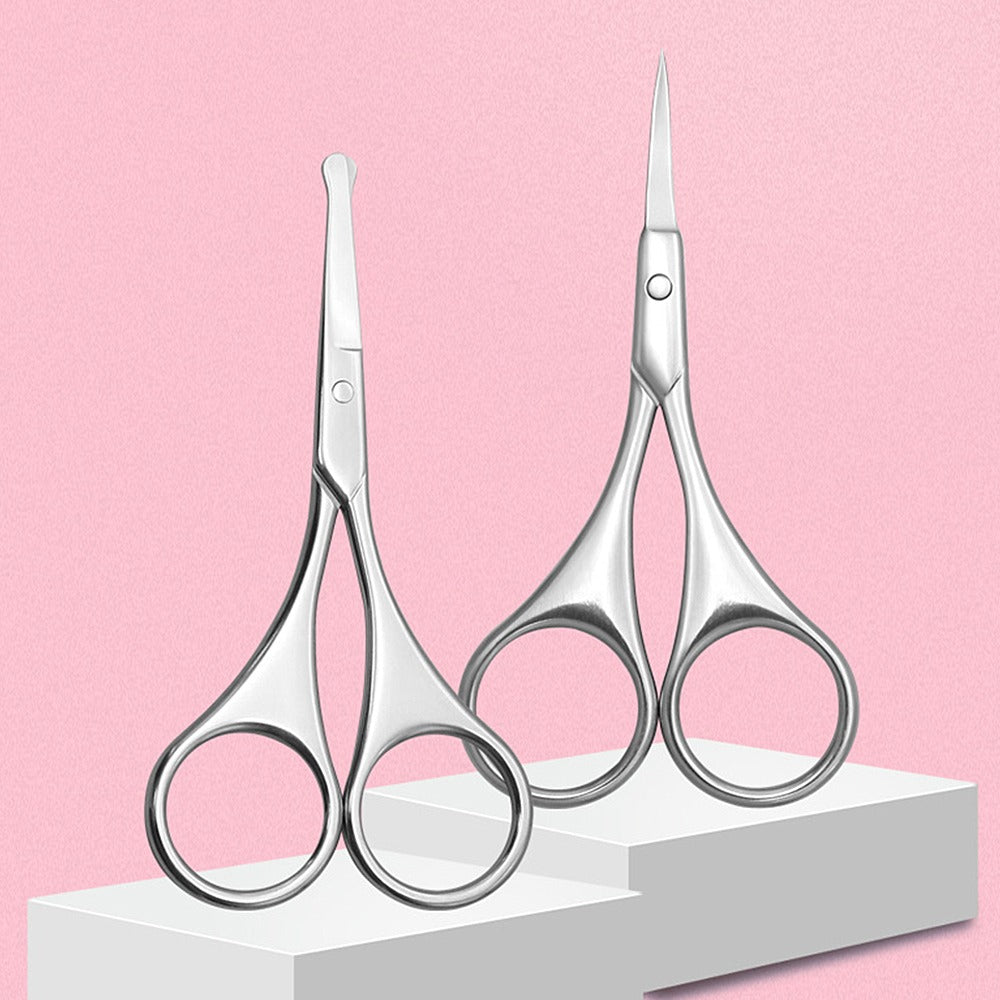 Professional Curved Facial Hair Scissors for Men - Stainless Steel