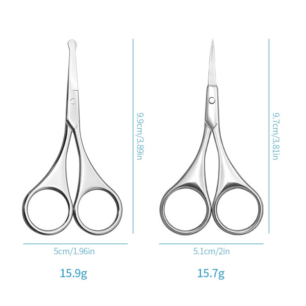 Professional Curved Facial Hair Scissors for Men - Stainless Steel