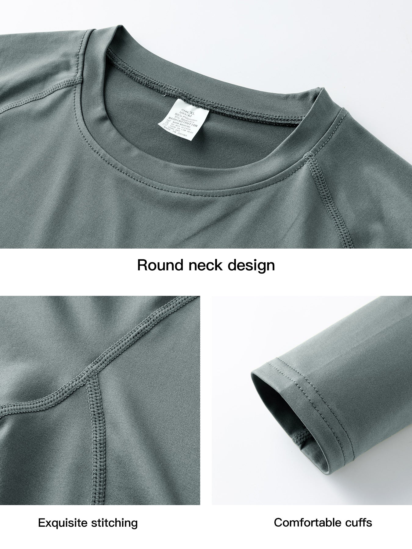 Men's Solid Workout Shirt High Stretch Breathable Compression Base Layer