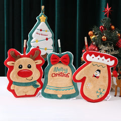 Christmas Coral Fleece Fingertip Towel for Bathroom