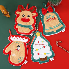 Christmas Coral Fleece Fingertip Towel for Bathroom
