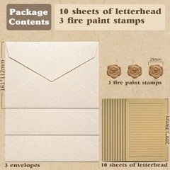 16 Pcs Vintage Stationery Paper Set with Envelopes and Stickers