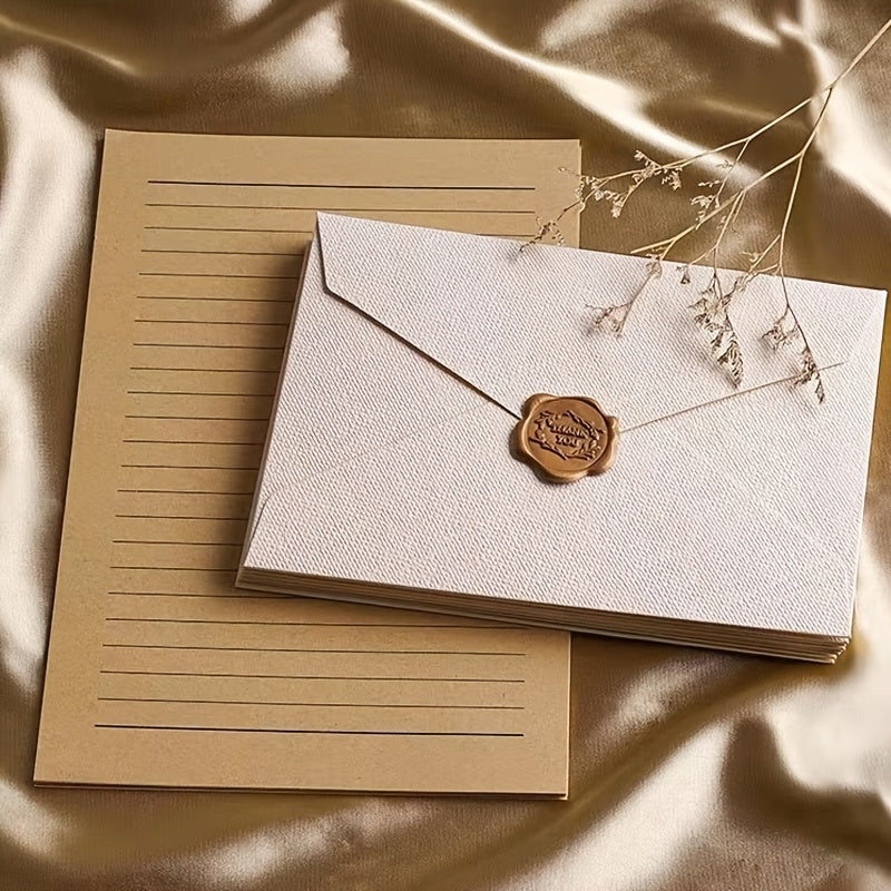 16 Pcs Vintage Stationery Paper Set with Envelopes and Stickers