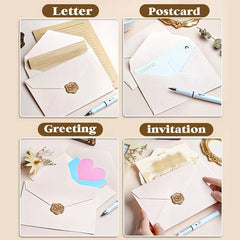 16 Pcs Vintage Stationery Paper Set with Envelopes and Stickers