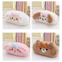 Cartoon Plush Pencil Bag Large Capacity Student Pencil Case Storage Bag