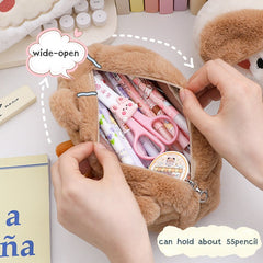 Cartoon Plush Pencil Bag Large Capacity Student Pencil Case Storage Bag