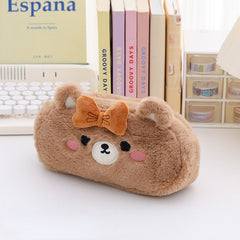 Cartoon Plush Pencil Bag Large Capacity Student Pencil Case Storage Bag