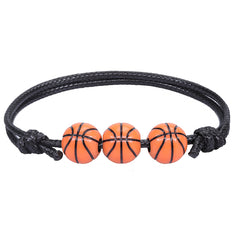 Sports Themed Ball Charm Bracelet Basketball Football Rugby Rope Wristband
