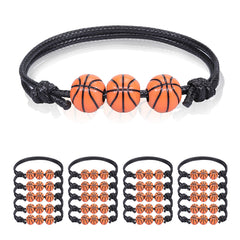 Sports Themed Ball Charm Bracelet Basketball Football Rugby Rope Wristband