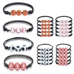 Sports Themed Ball Charm Bracelet Basketball Football Rugby Rope Wristband