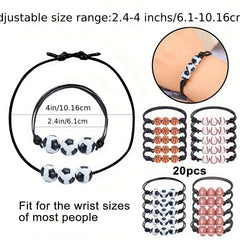 Sports Themed Ball Charm Bracelet Basketball Football Rugby Rope Wristband