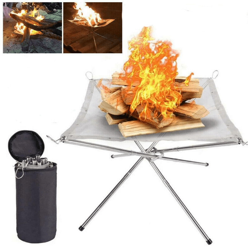 Portable Fire Pit Outdoor Stainless Steel Fine Mesh Foldable Camping Fire Pit