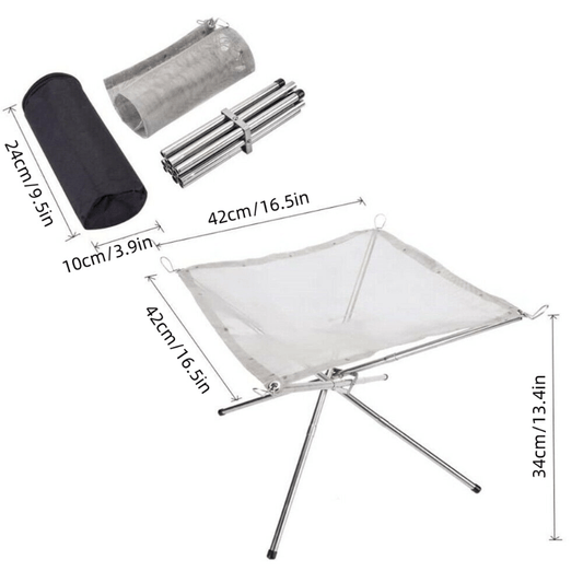 Portable Fire Pit Outdoor Stainless Steel Fine Mesh Foldable Camping Fire Pit