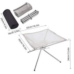 Portable Fire Pit Outdoor Stainless Steel Fine Mesh Foldable Camping Fire Pit