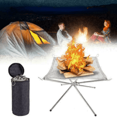 Portable Fire Pit Outdoor Stainless Steel Fine Mesh Foldable Camping Fire Pit