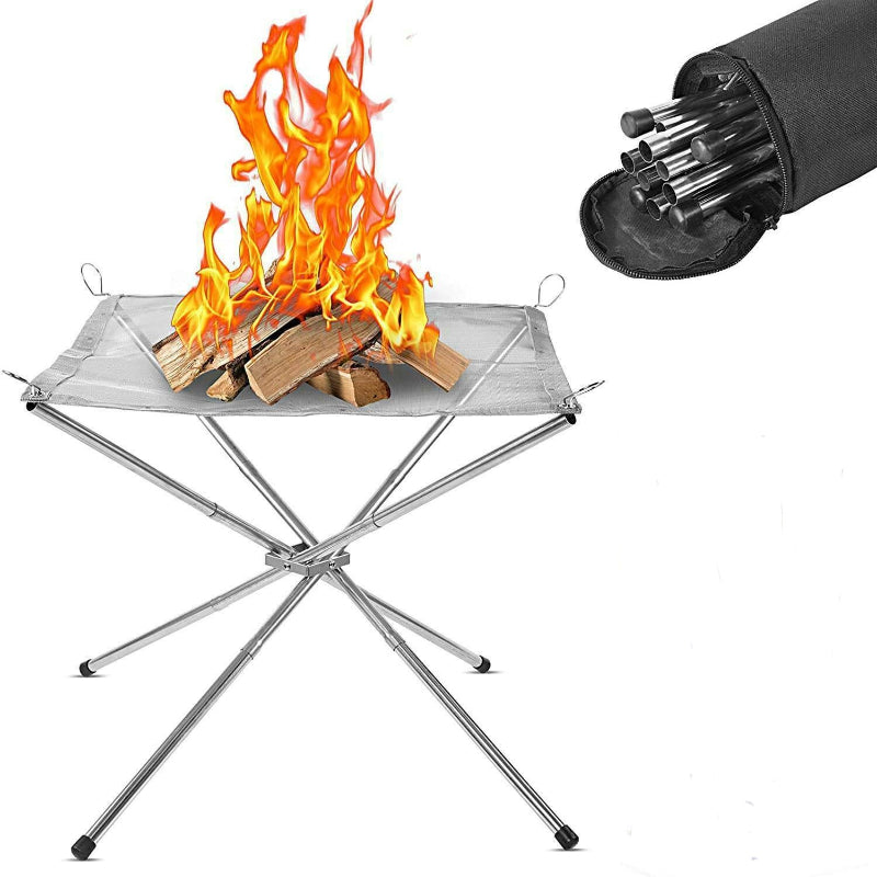 Portable Fire Pit Outdoor Stainless Steel Fine Mesh Foldable Camping Fire Pit