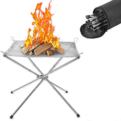 Portable Fire Pit Outdoor Stainless Steel Fine Mesh Foldable Camping Fire Pit
