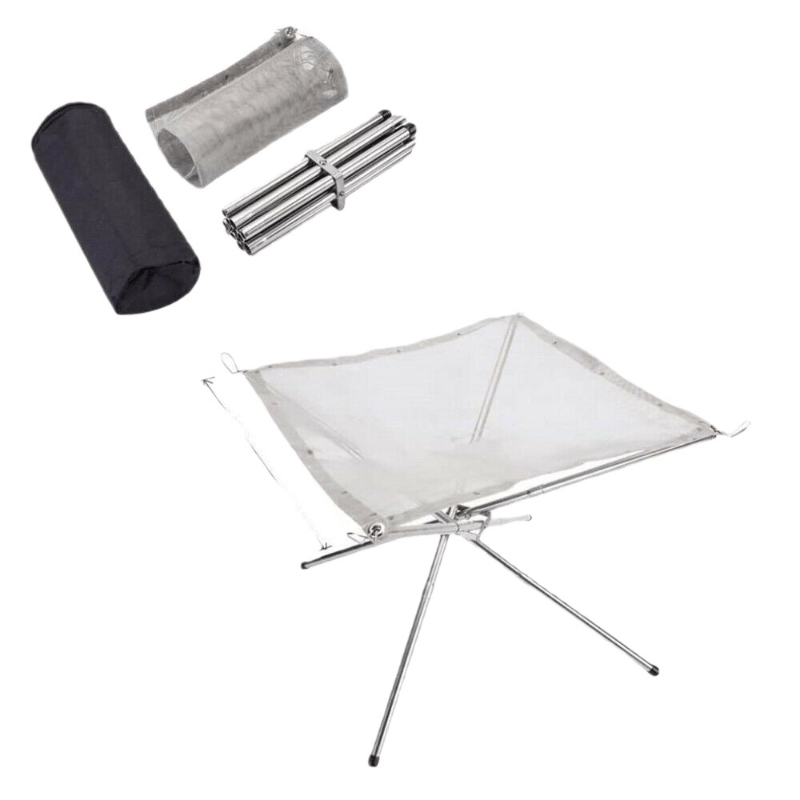 Portable Fire Pit Outdoor Stainless Steel Fine Mesh Foldable Camping Fire Pit