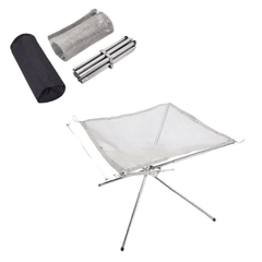 Portable Fire Pit Outdoor Stainless Steel Fine Mesh Foldable Camping Fire Pit