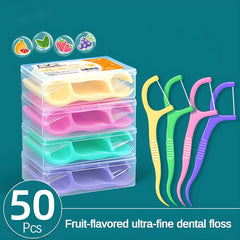 50pcs Disposable Floss, Fruit Flavor, Home Pack