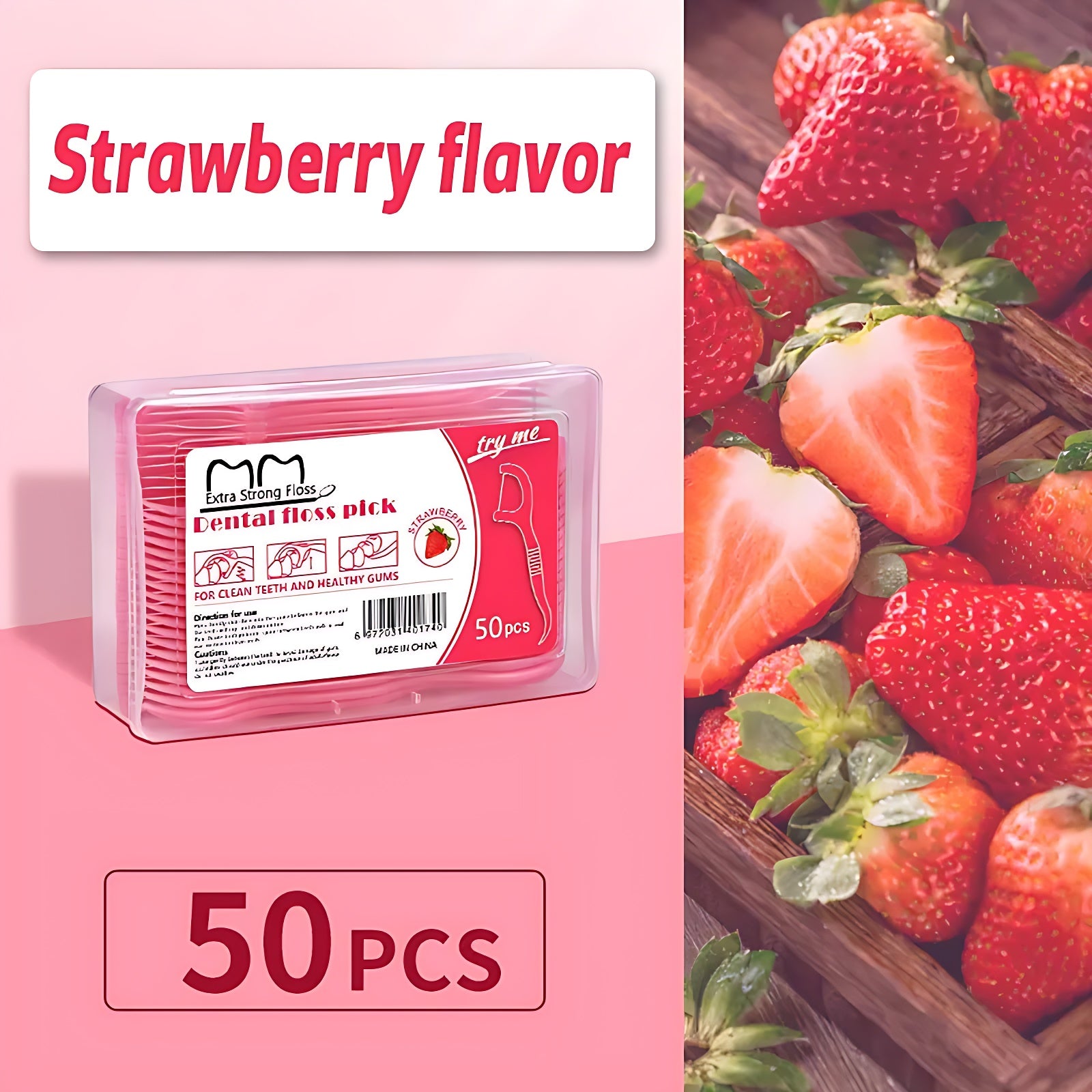 50pcs Disposable Floss, Fruit Flavor, Home Pack