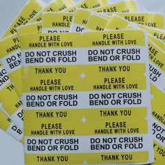 Yellow Fragile Do Not Crush Bend Or Fold Handle With Love Labels Stickers